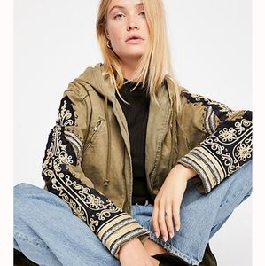 Free People Golden Quills Military Jacket